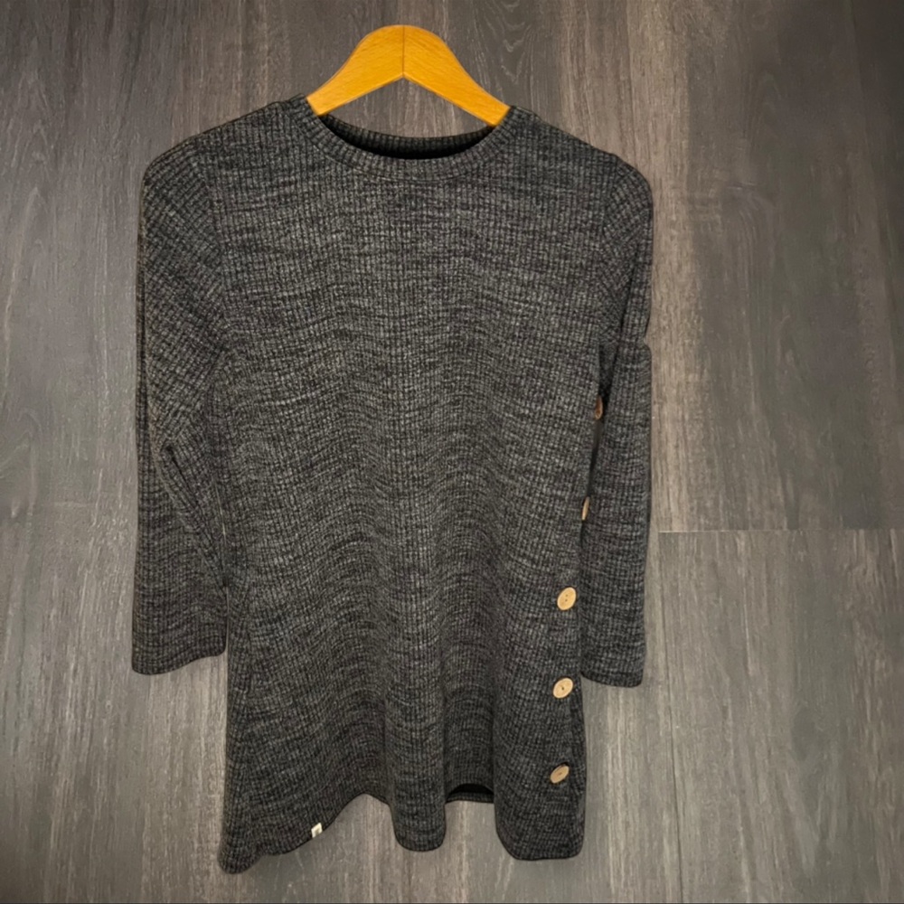 Simply Southern Gray Ribbed Tunic Dress w/ Buttons & Pockets Size Small